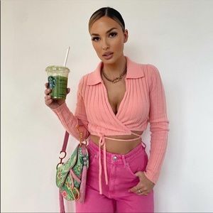 Zara Cropped Double Breasted Pink Jacket